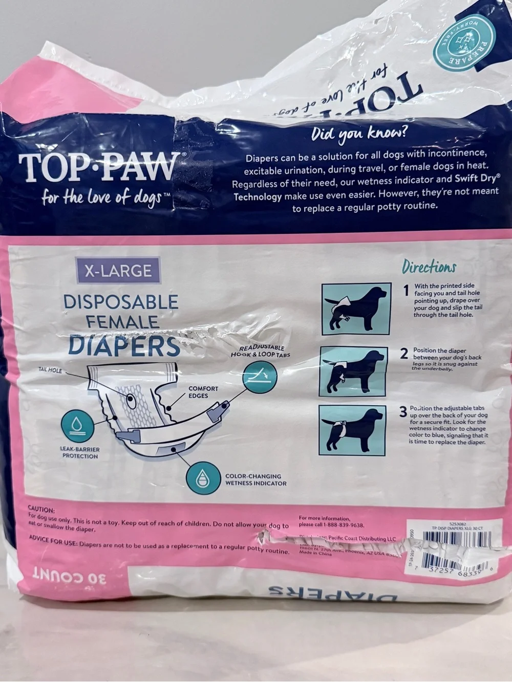 Top Paw XL Dog Disposable Female Diapers